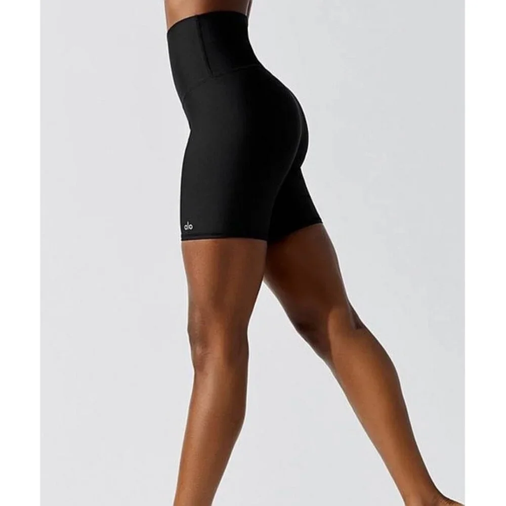 Alo Extreme High-Waist Airlift Biker Shorts Black Hi-Rise Bermuda Long Bike XS